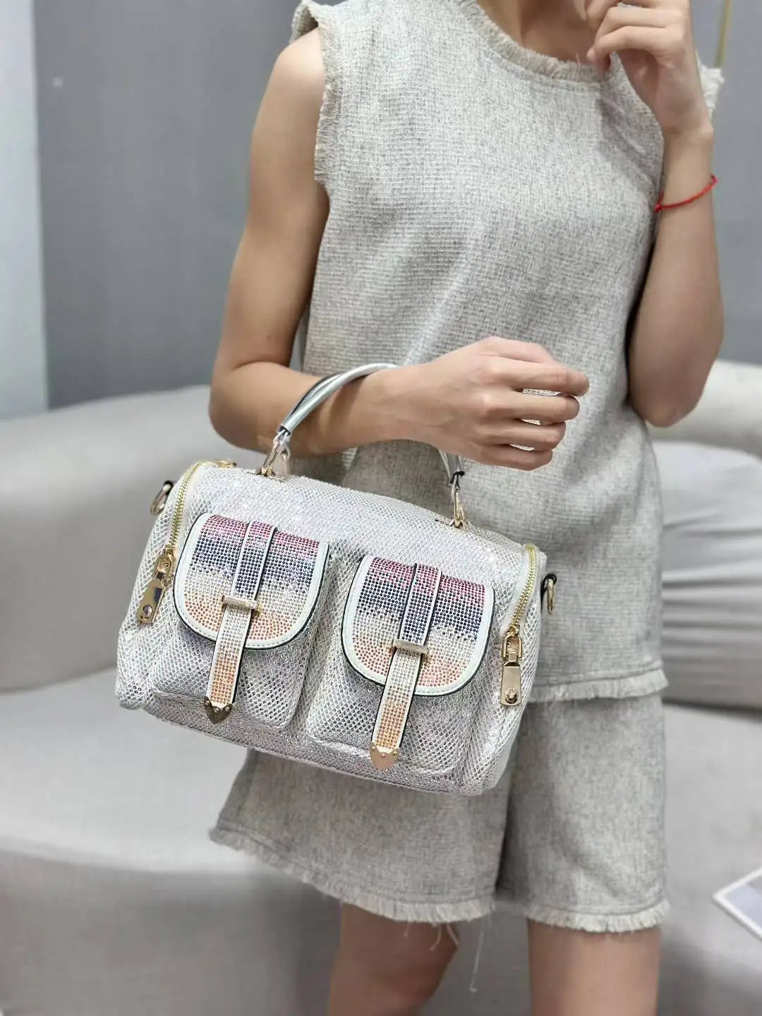 Sparkling Double-Pocket Bowling Bag