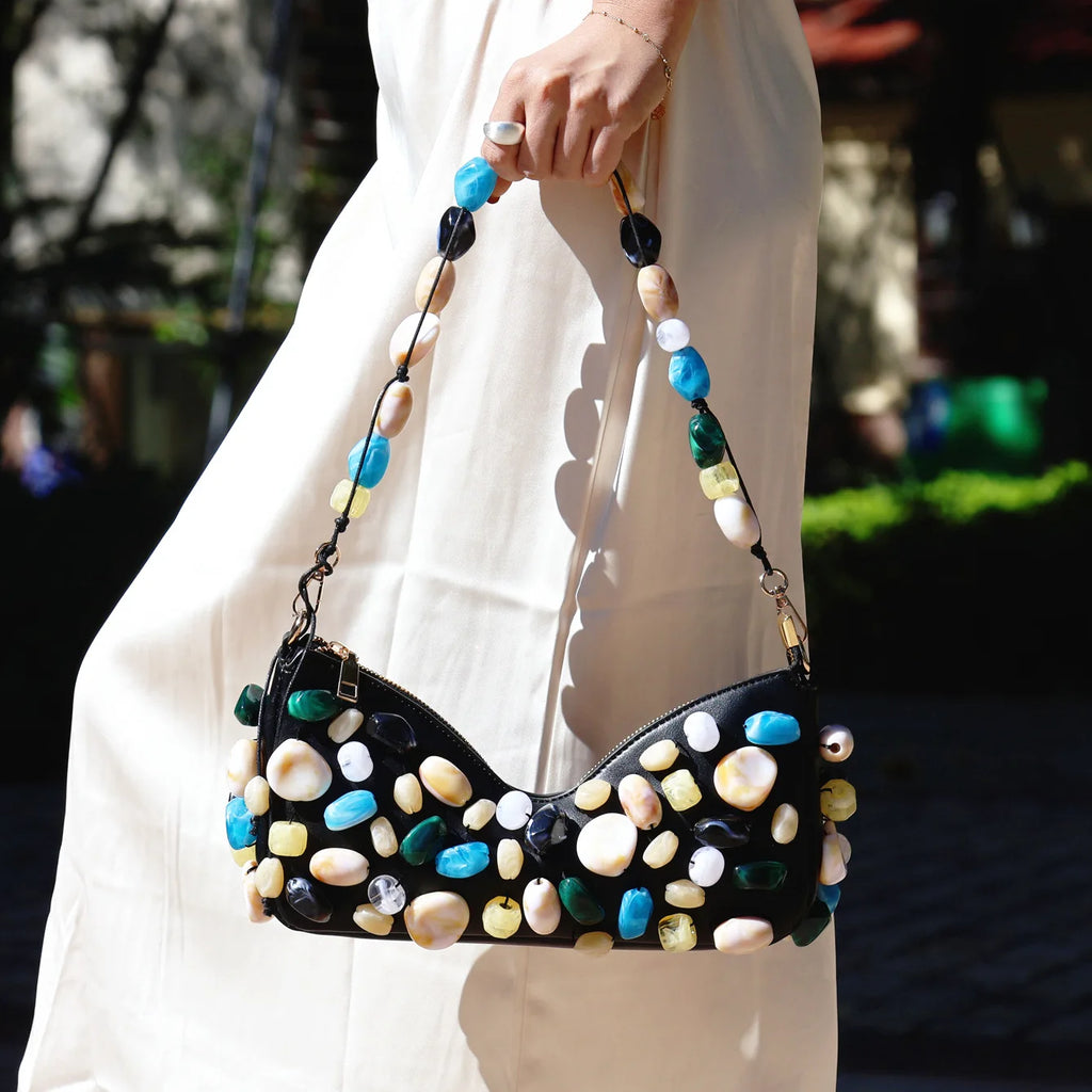 Oval-Embellished Shoulder Bag