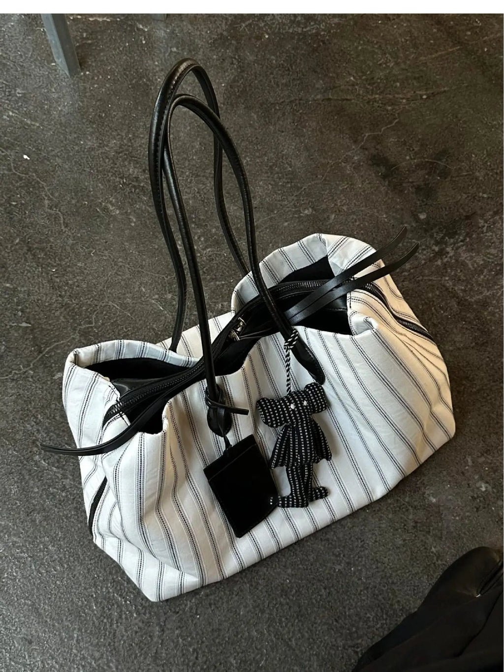 Striped Bow Tote Bag