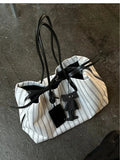 Striped Bow Tote Bag
