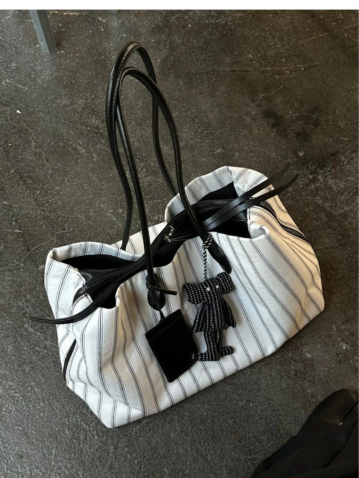 Striped Bow Tote Bag