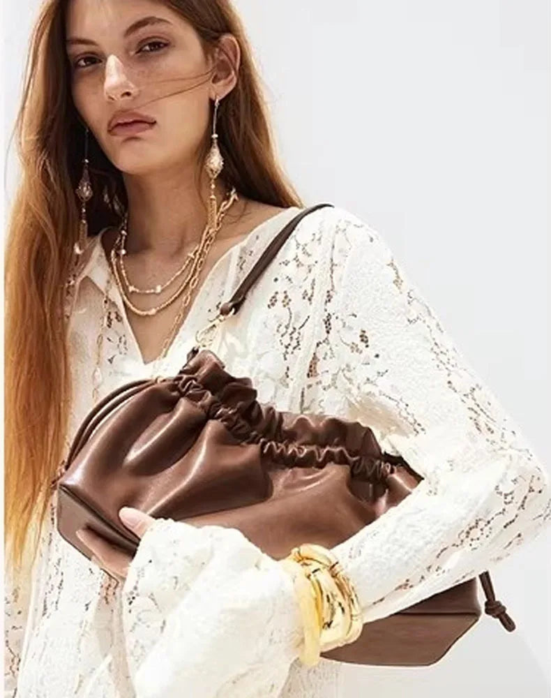 Drawstring Slouchy Shoulder Bag
