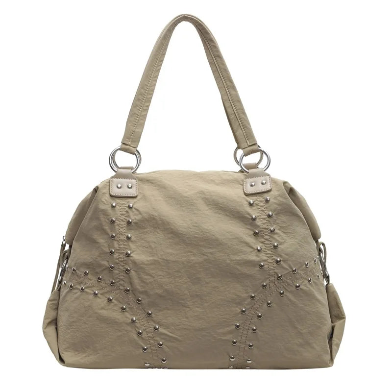 Studded Shoulder Tote Bag