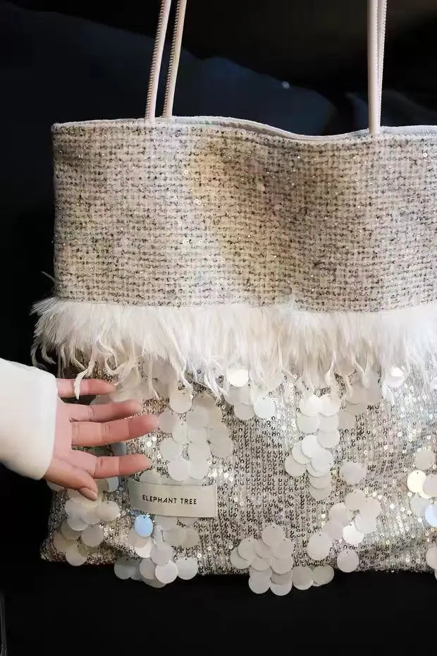 Sequin Fringe Tote Bag
