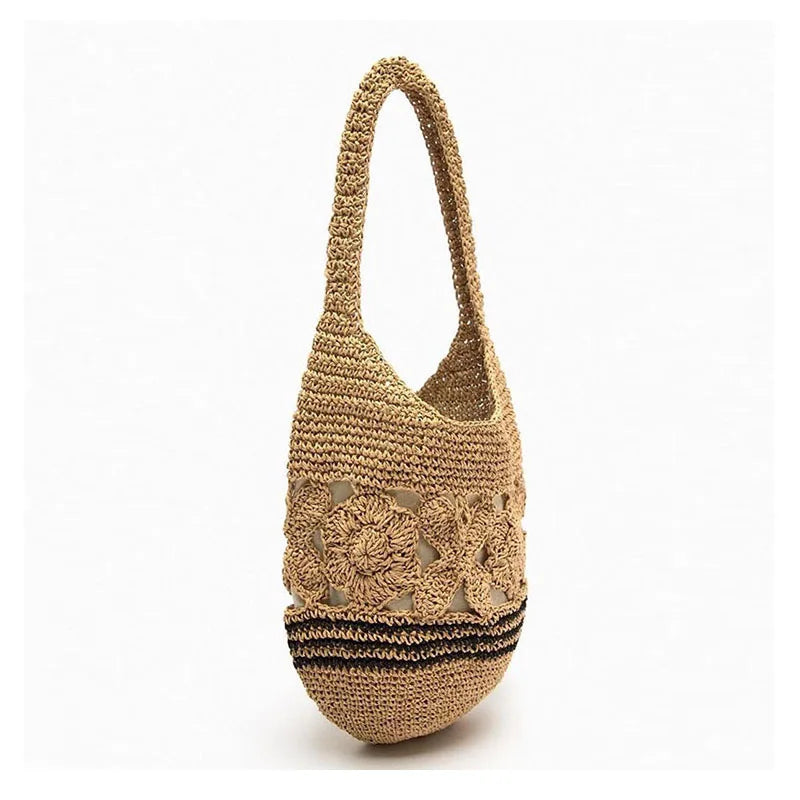Floral Woven Bucket Bag