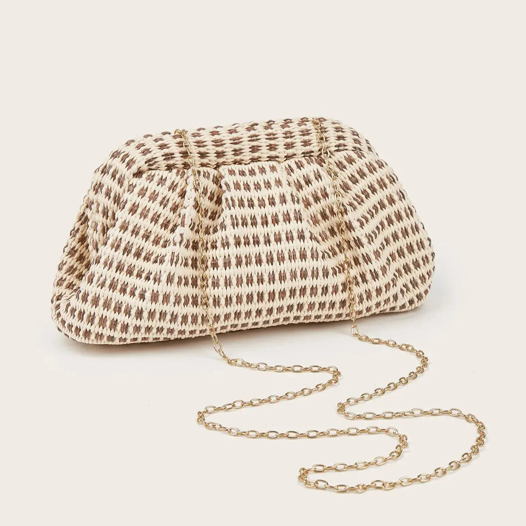 Openwork Woven Pouch Bag