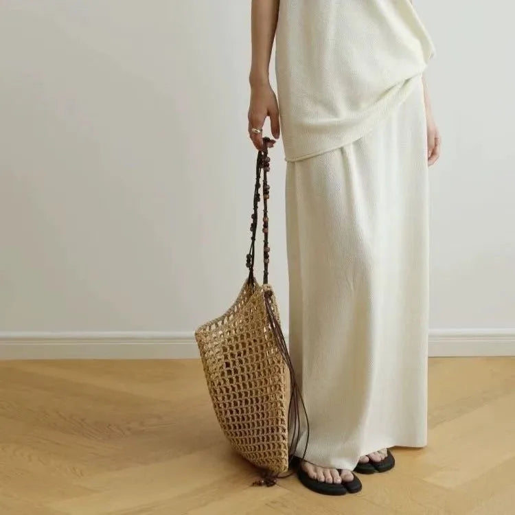 Open-Weave Tassel Shoulder Bag
