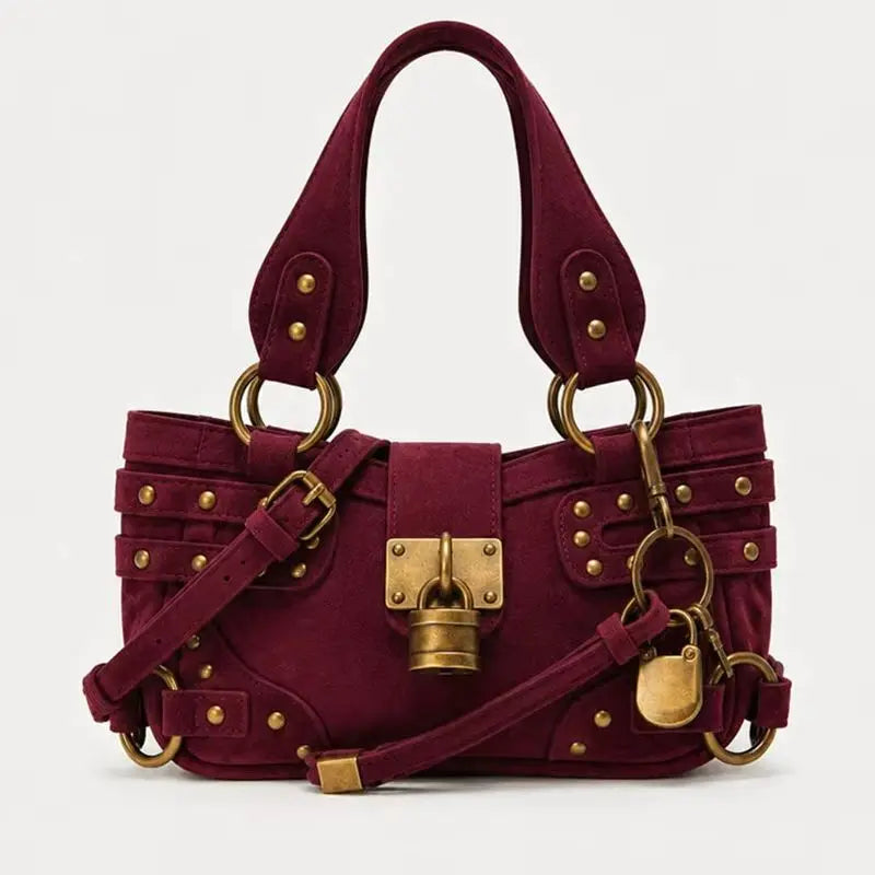 Studded Lock Top-Handle Bag