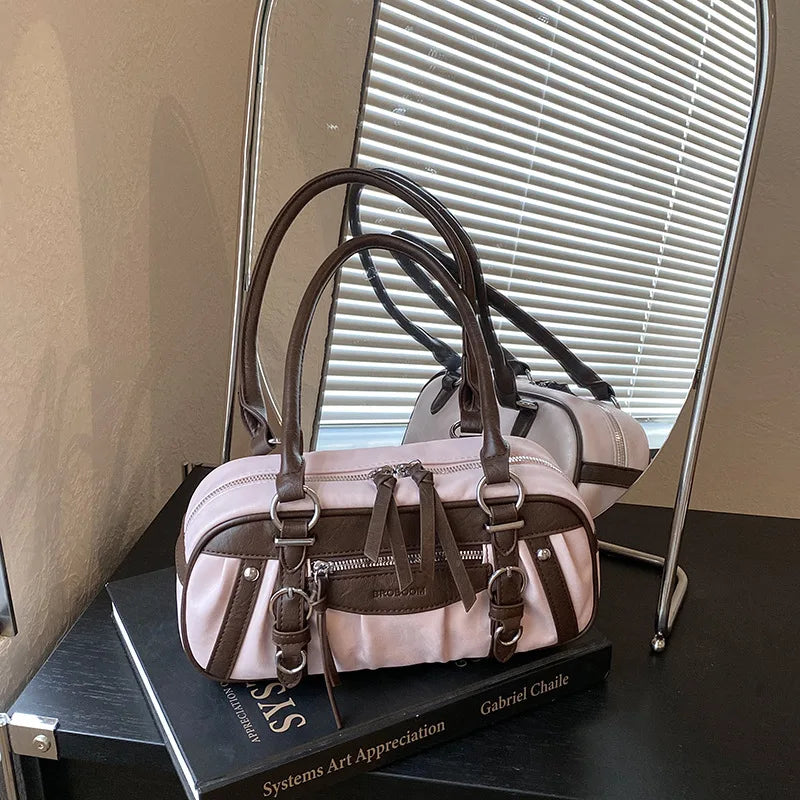 Buckle-Strap Boston Bag
