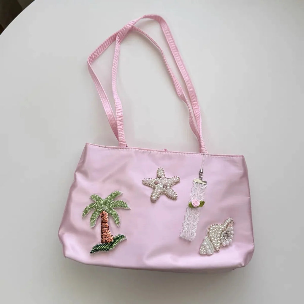 Tropical Applique Shoulder Tote