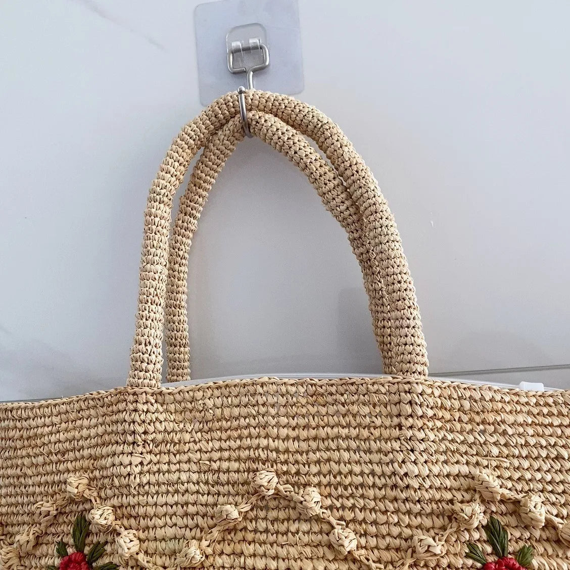 Floral Woven Tote Bag
