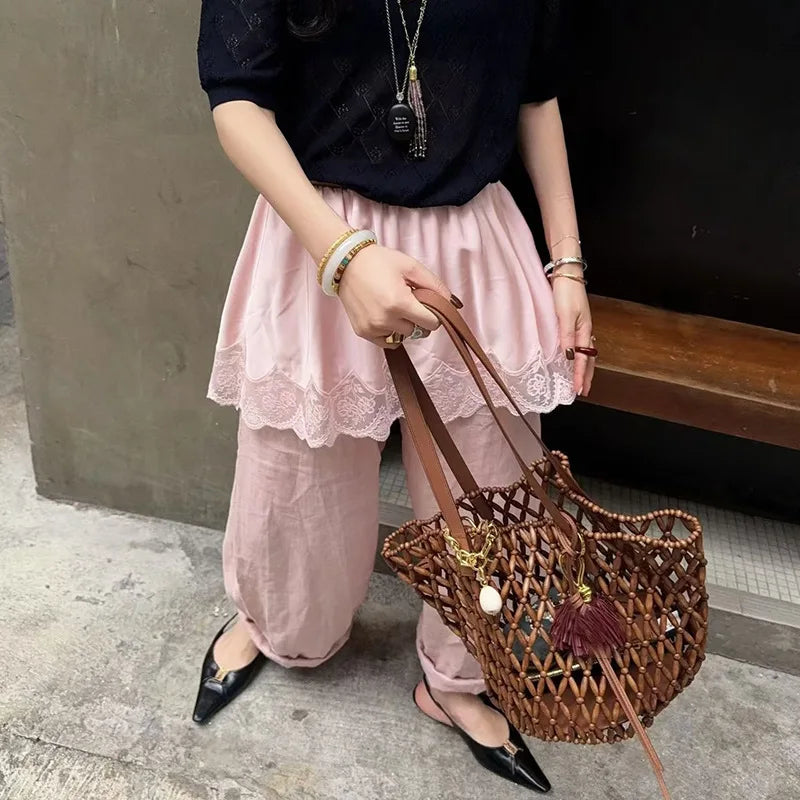 Open-Weave Beaded Tote Bag