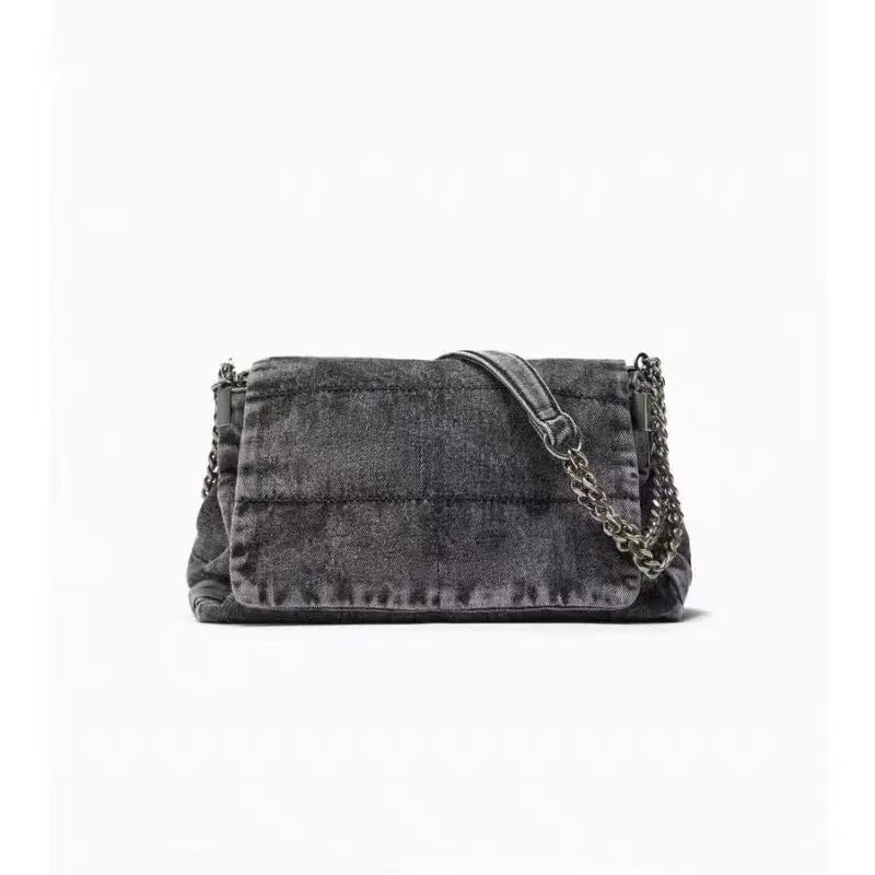 Chain-Strap Textured Shoulder Bag