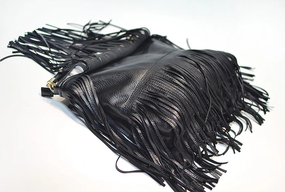 Fringed Hobo Shoulder Bag