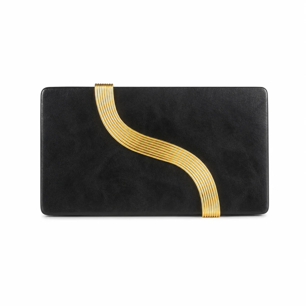 Wave-Trim Box Clutch Bag