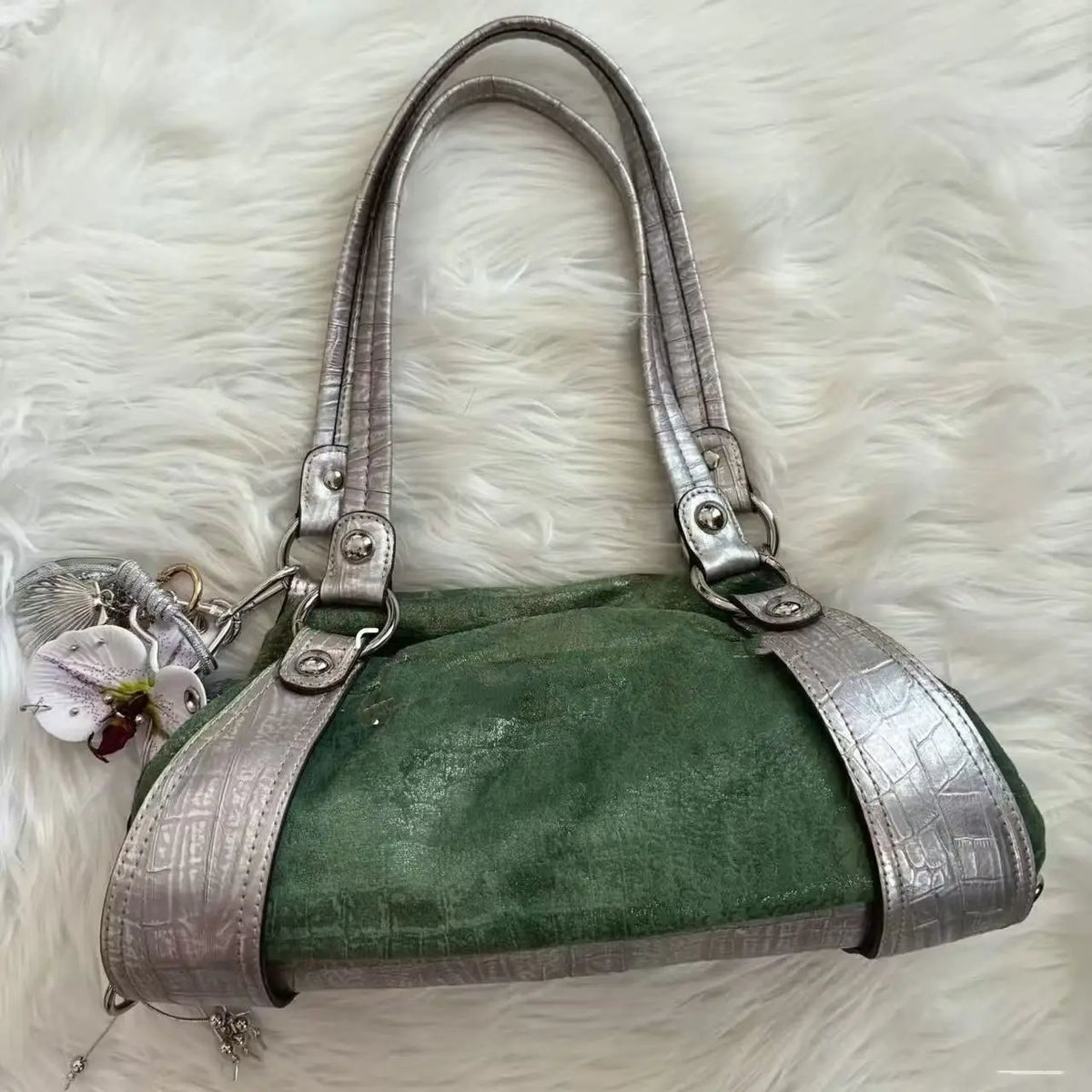 Studded Contrast Strap Shoulder Bag