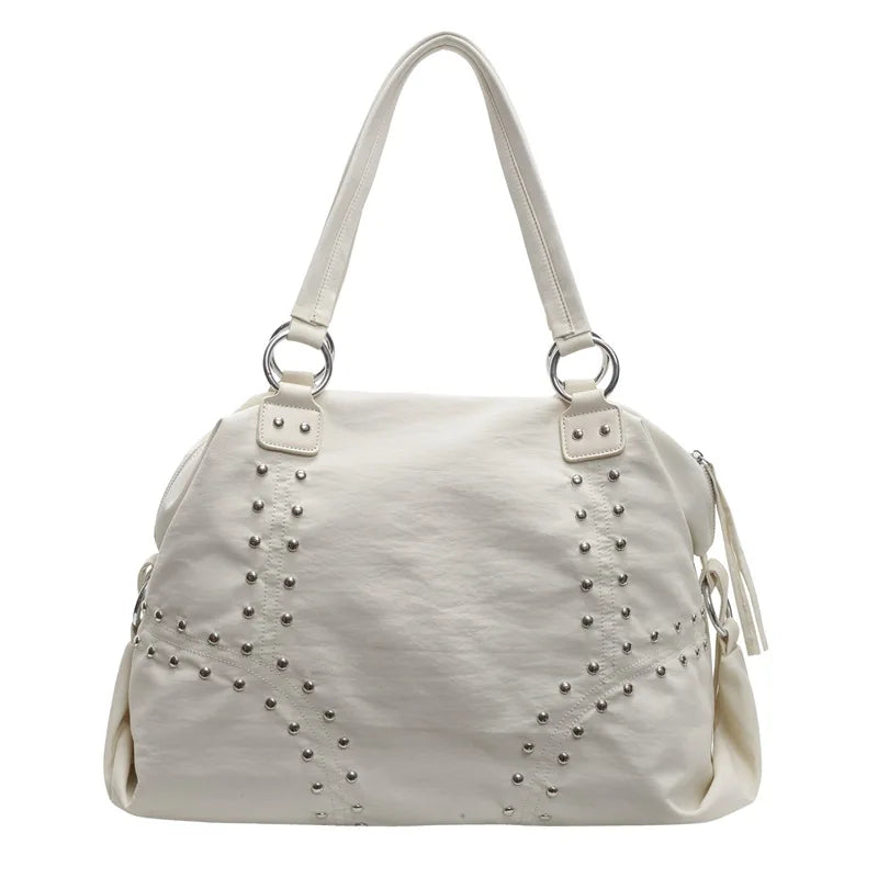 Studded Shoulder Tote Bag