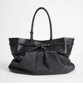 Contrast-Panel Buckled Tote Bag