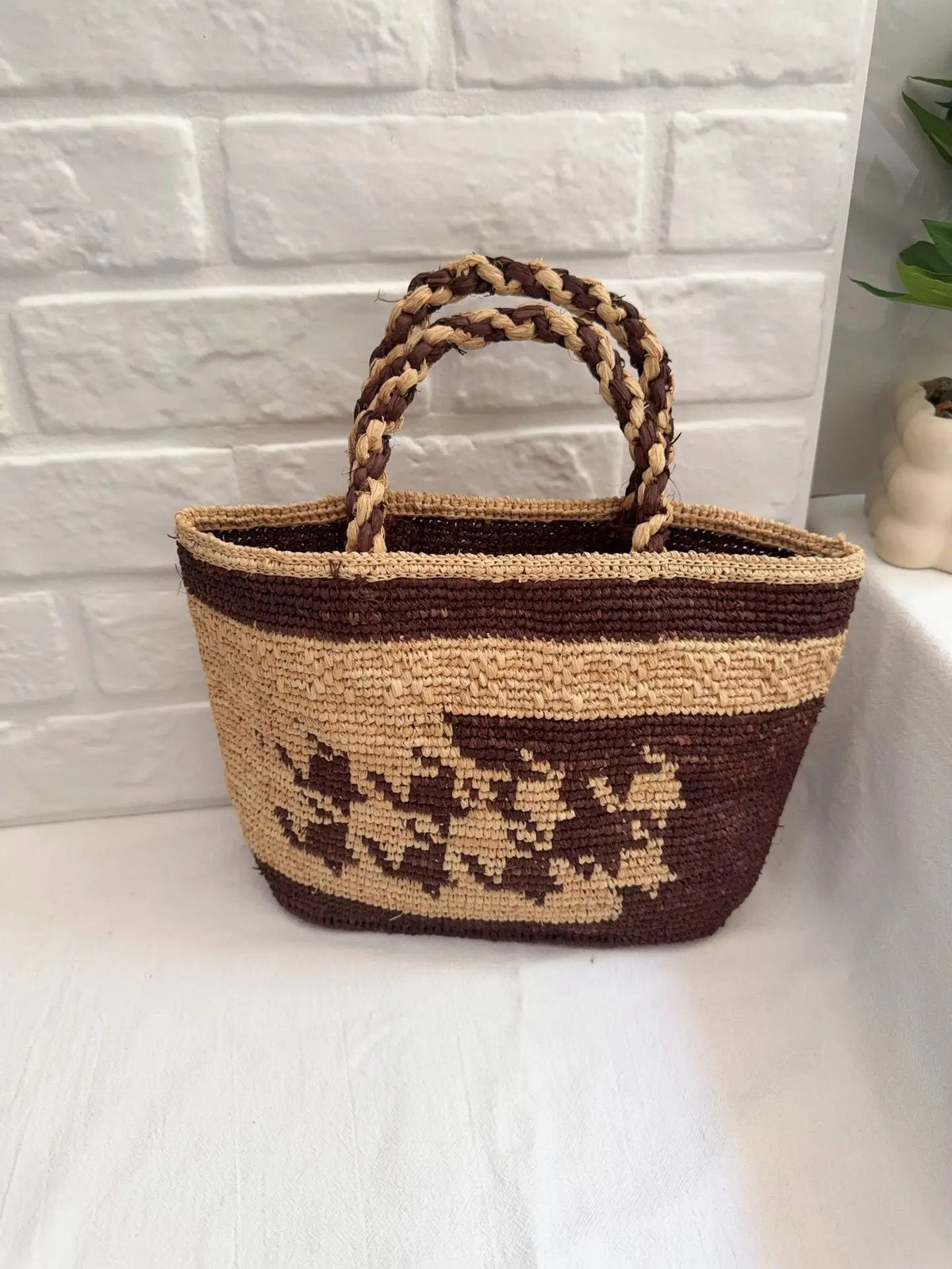 Patterned Woven Basket Tote