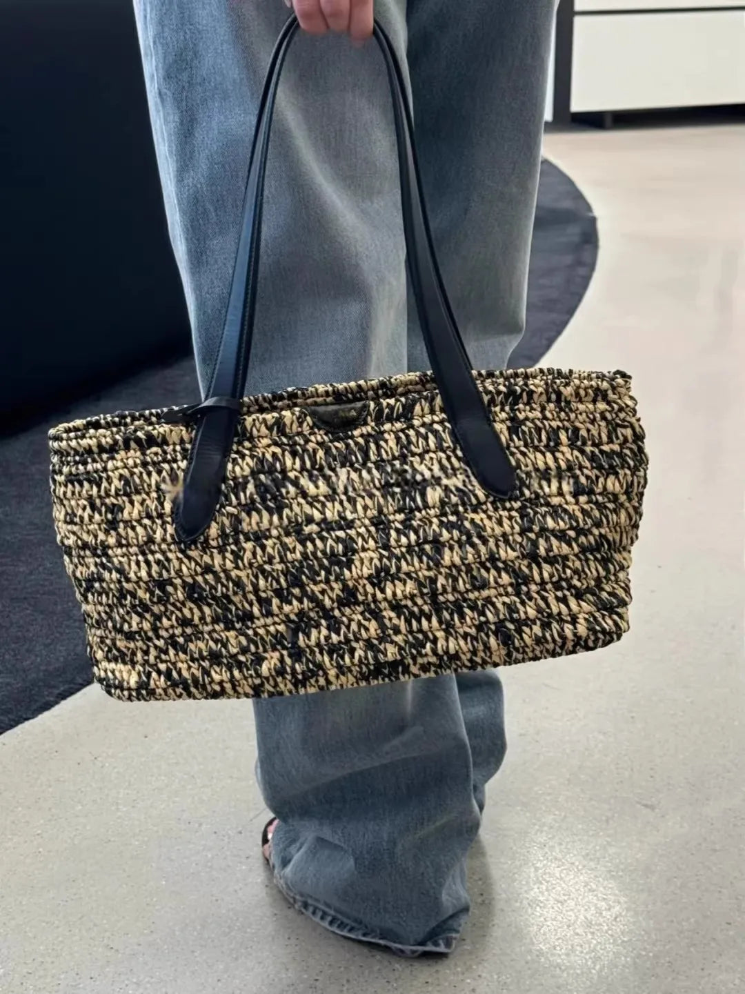 Woven Rectangular Shoulder Bag
