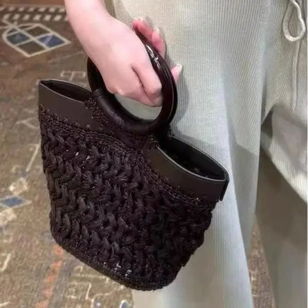 Round-Handle Openwork Tote Bag
