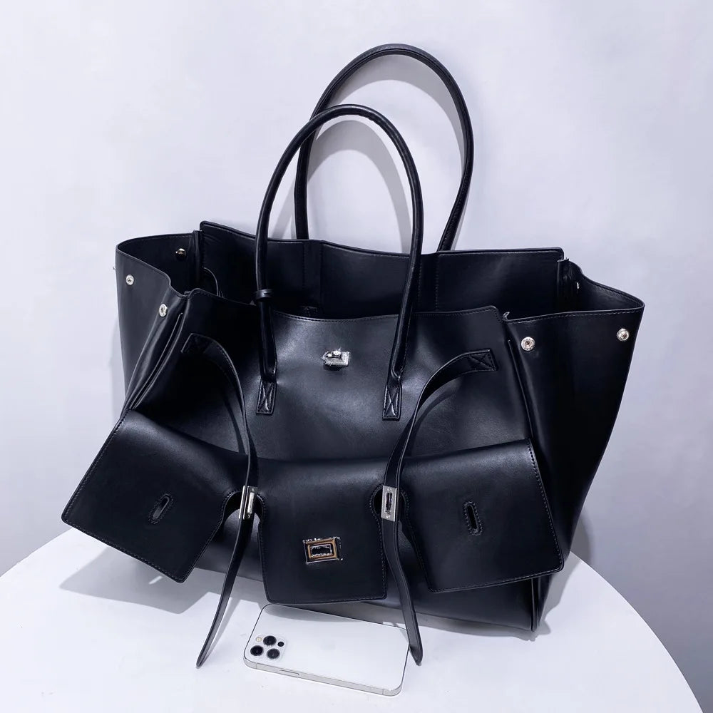 Pocketed Winged Tote Bag