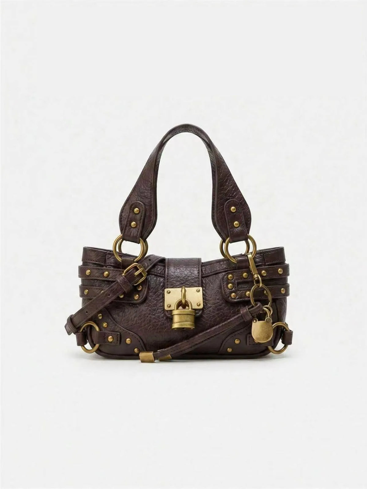 Studded Lock Top-Handle Bag