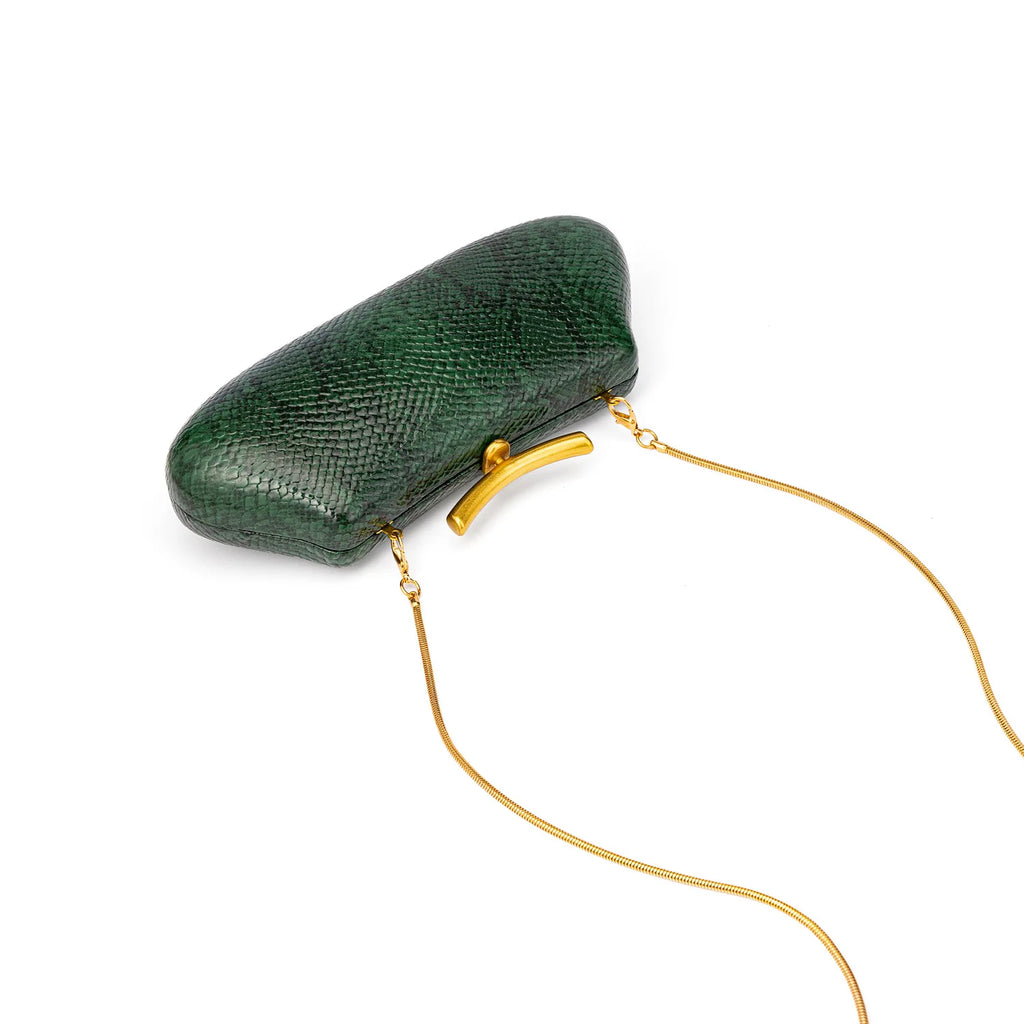 Snake-Effect Frame Evening Clutch
