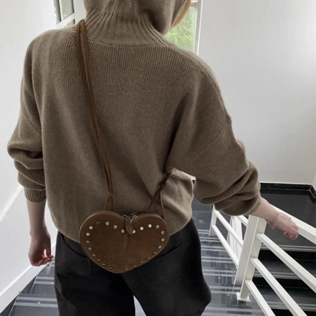 Studded Heart Crossbody Bag
