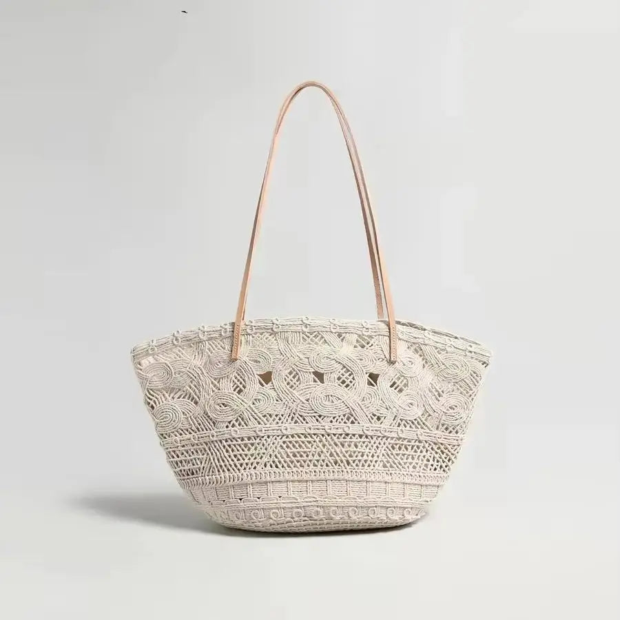 Openwork Woven Shoulder Tote