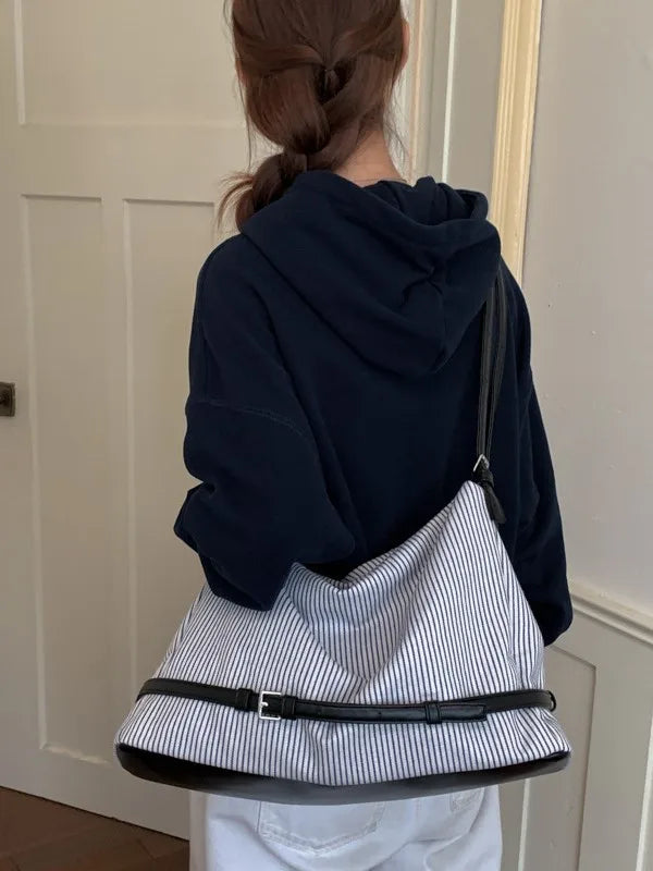 Striped Slouchy Shoulder Bag