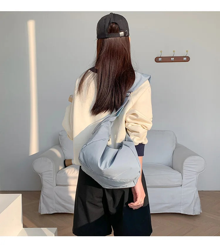 Ruched Crescent Shoulder Bag