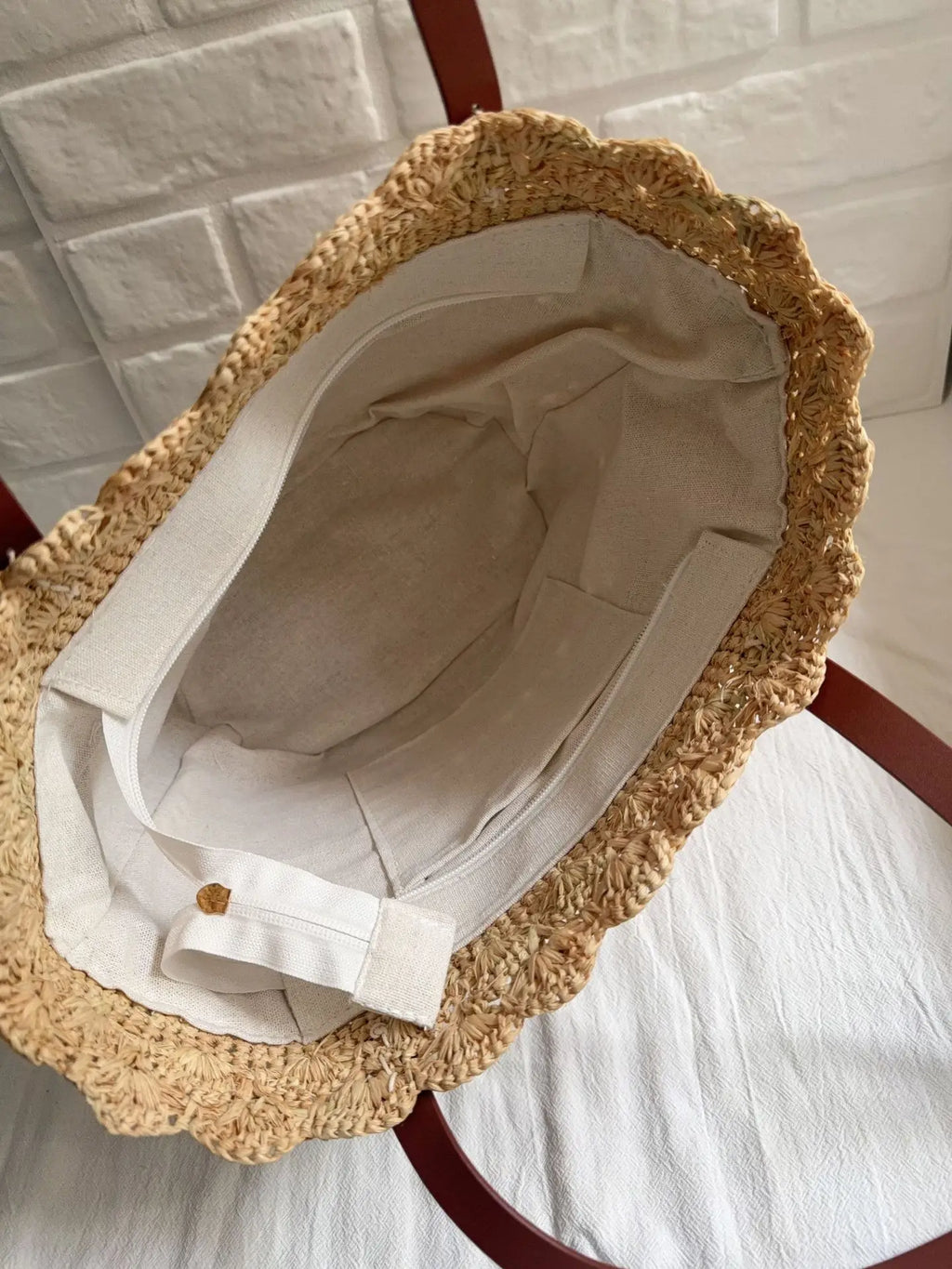 Scalloped Woven Basket Bag