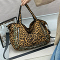 Studded Leopard-Print Tote Bag