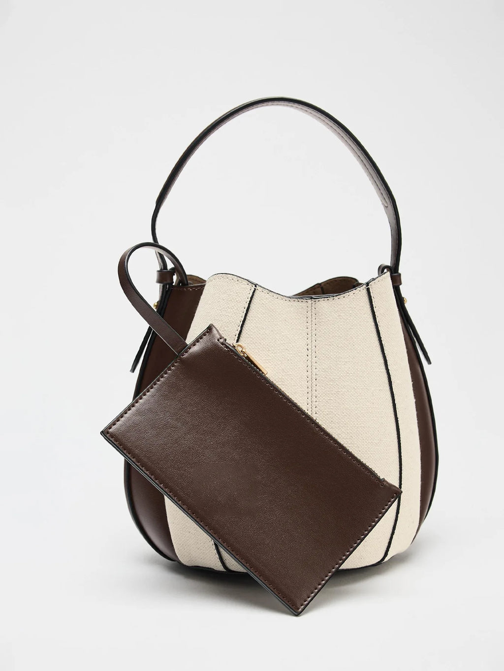 Contrast-Panel Bucket Bag