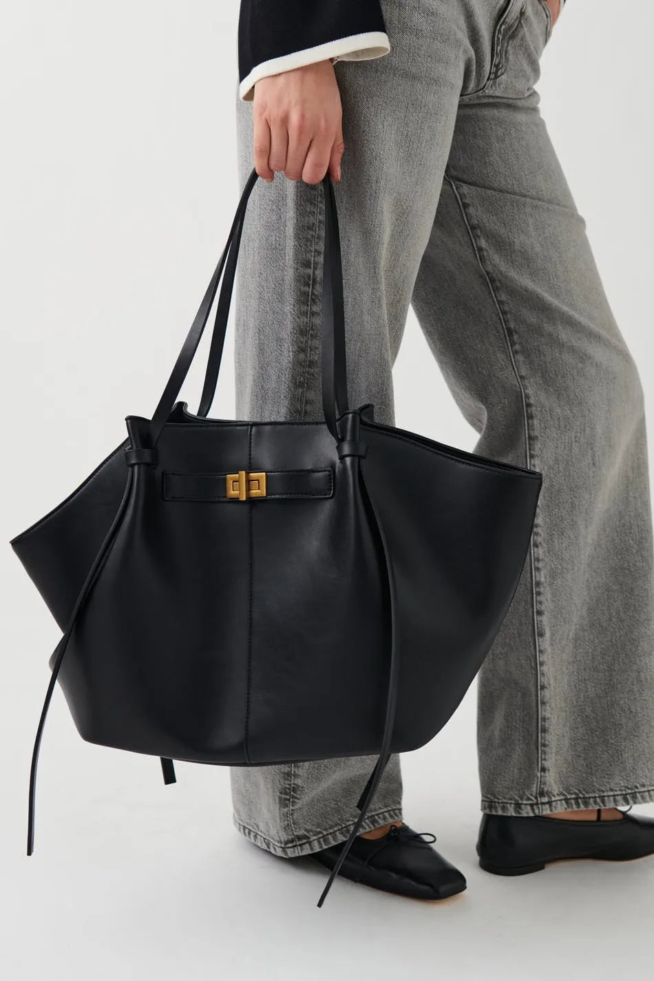 Belted Trapeze Tote Bag