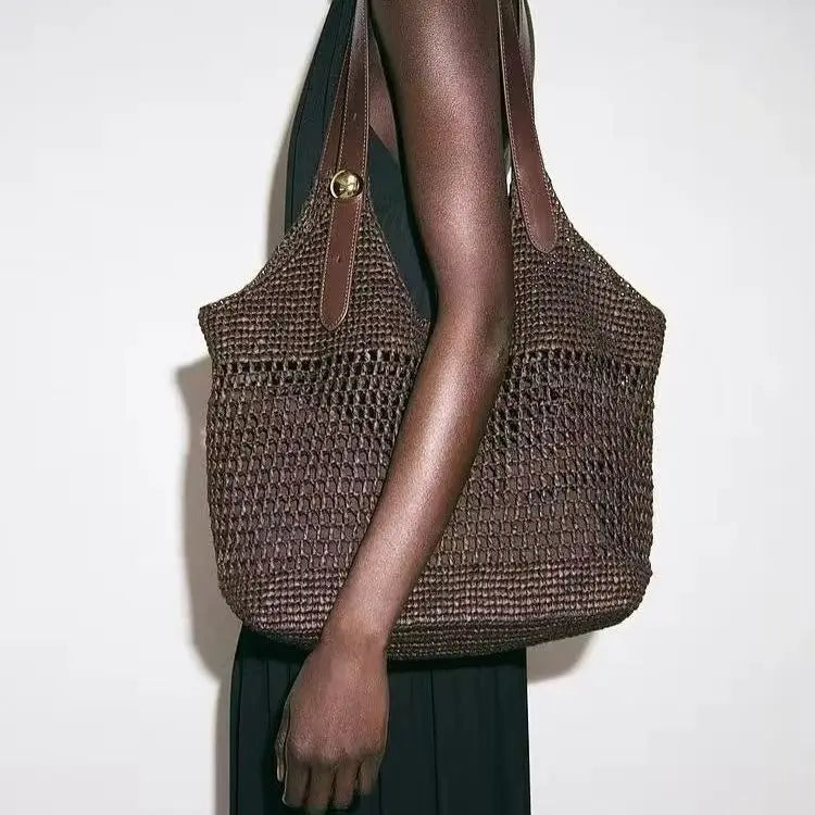 Openwork Woven Shoulder Tote