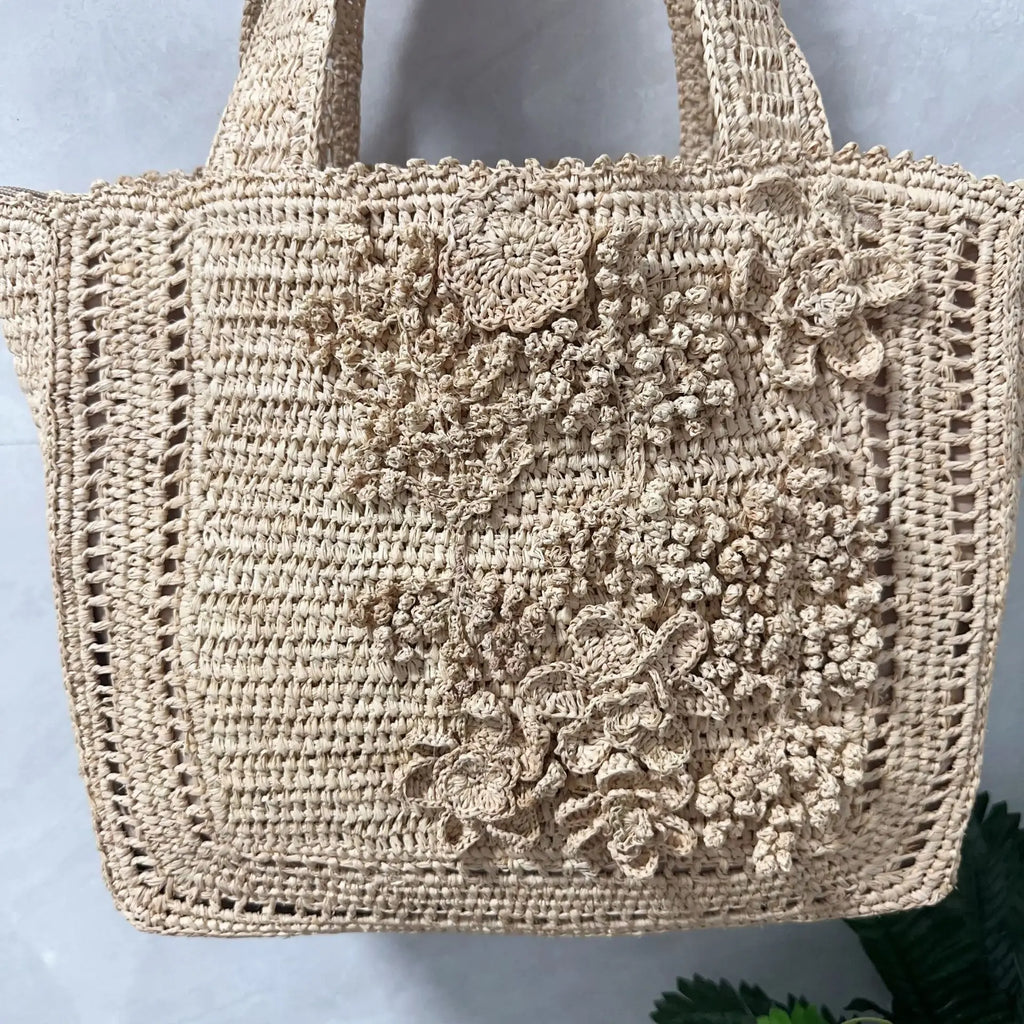 Floral Woven Shoulder Tote