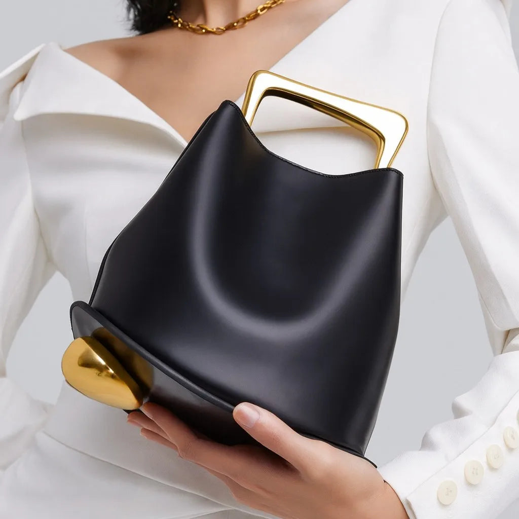 Rectangular-Handle Sculpted Handbag