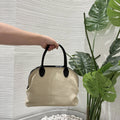 Contrast-Handle Top-Handle Bag