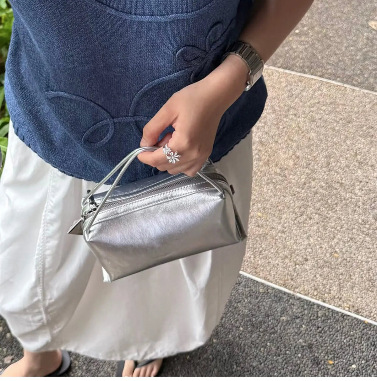 Rectangular Double-Handle Shoulder Bag