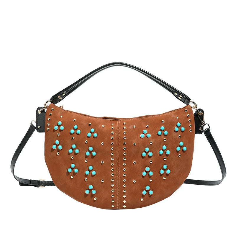 Embellished Crescent Shoulder Bag