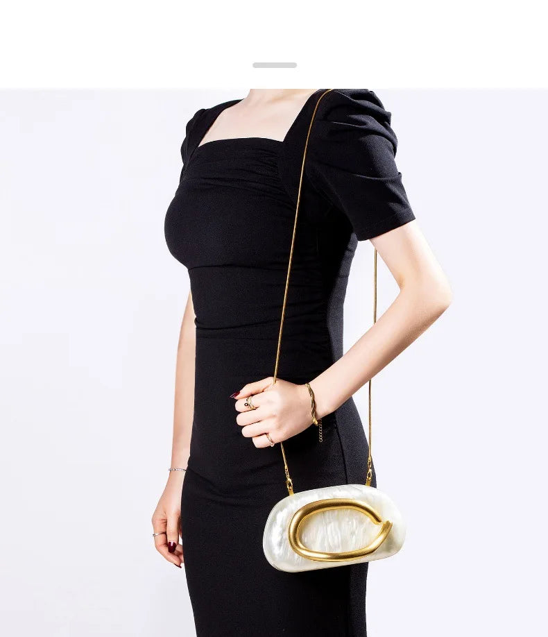 Oval-Accent Evening Clutch