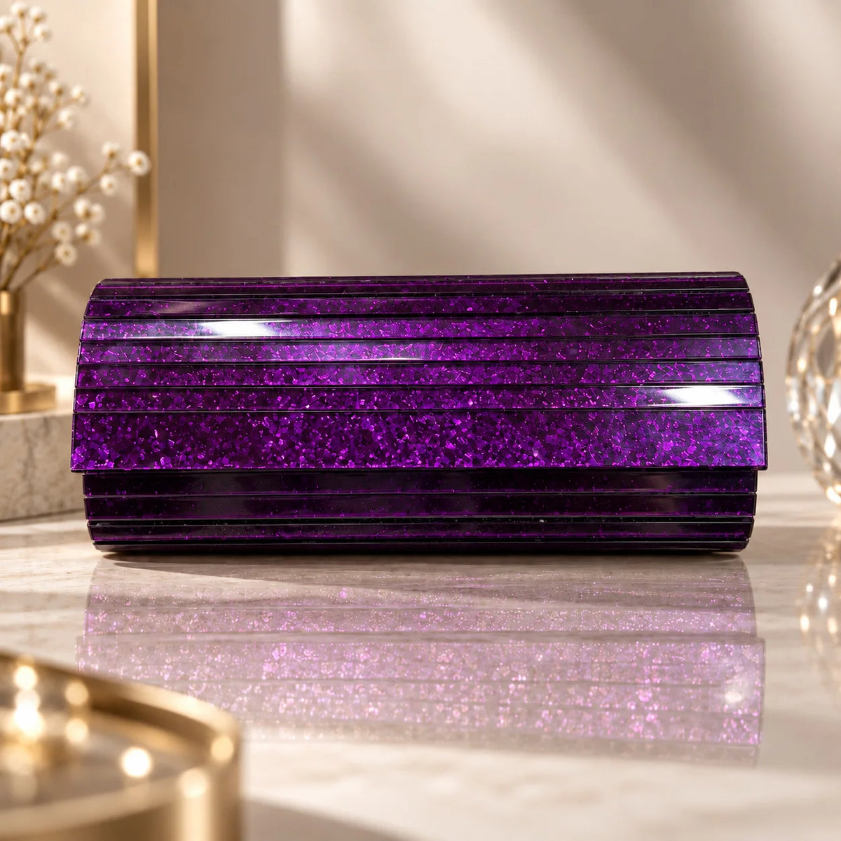 Glitter Striped Box Clutch
