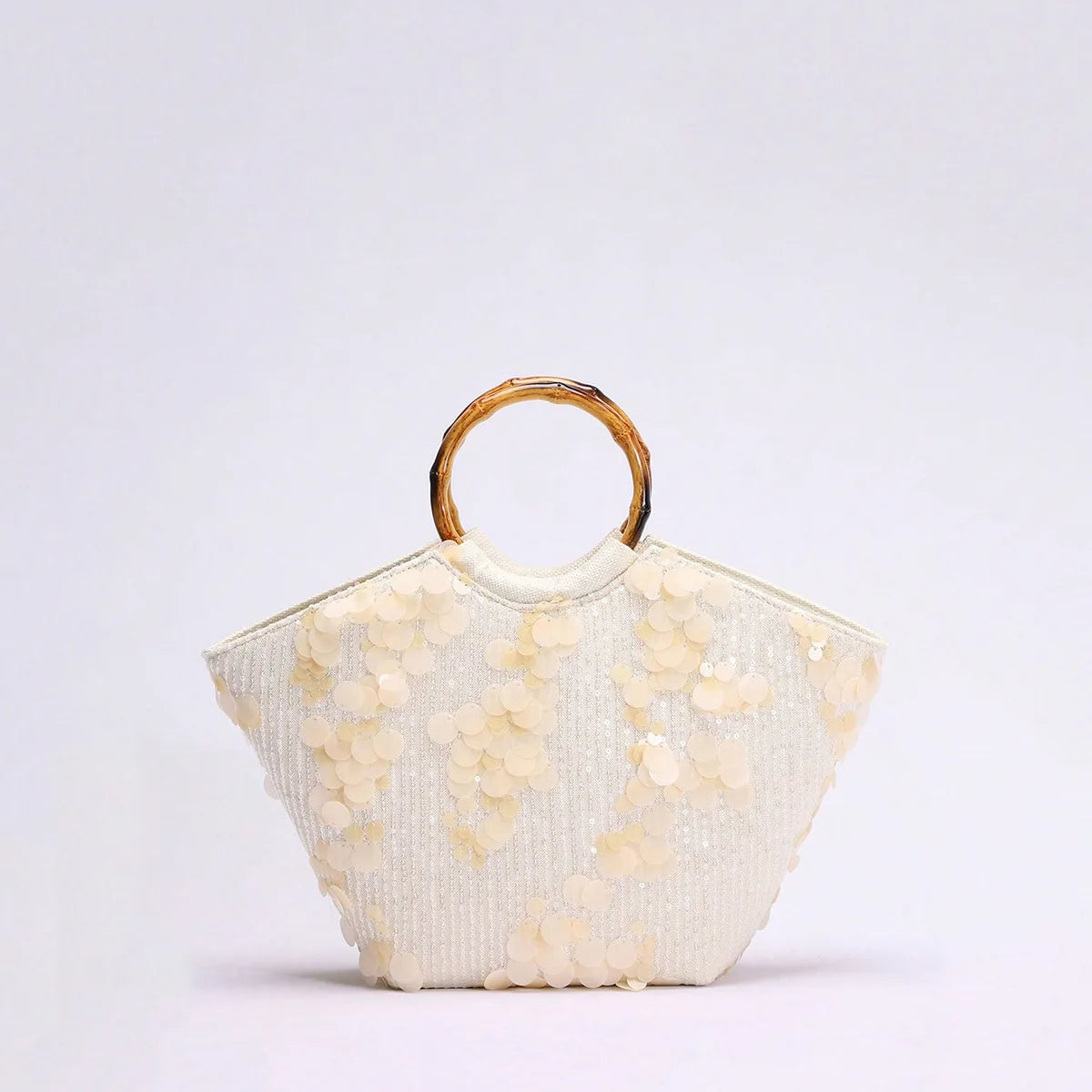 Floral Sequin Round-Handle Tote