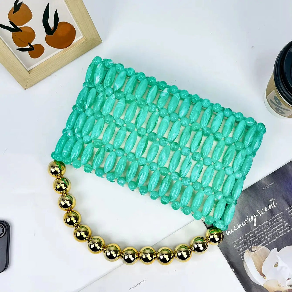 Beaded Handle Handbag