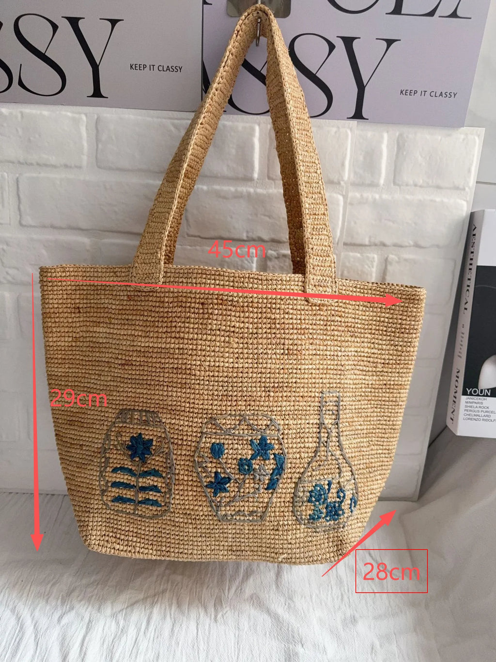 Patterned Woven Tote Bag