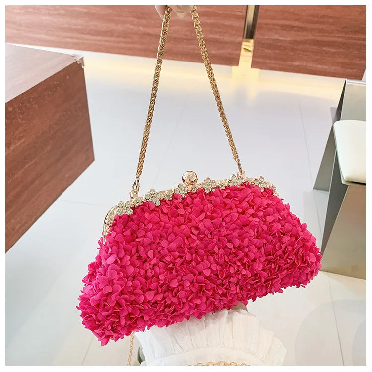 Floral-Texture Frame Clutch