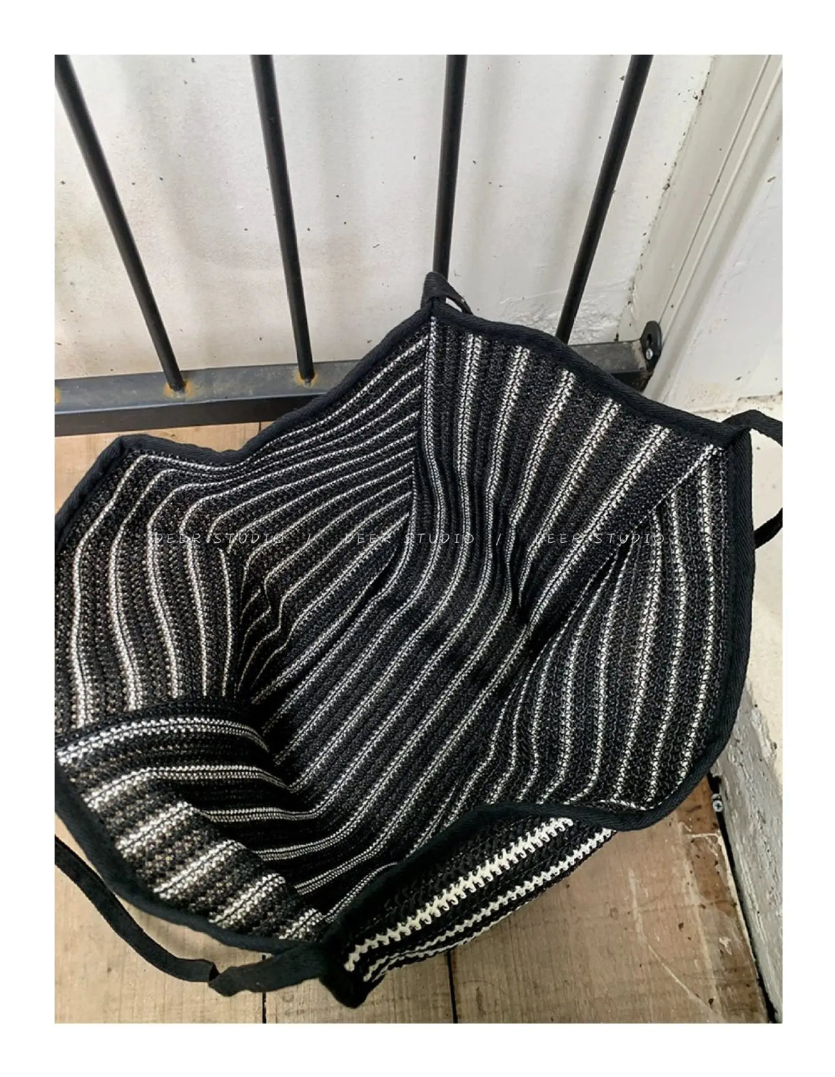 Striped Woven Tote Bag