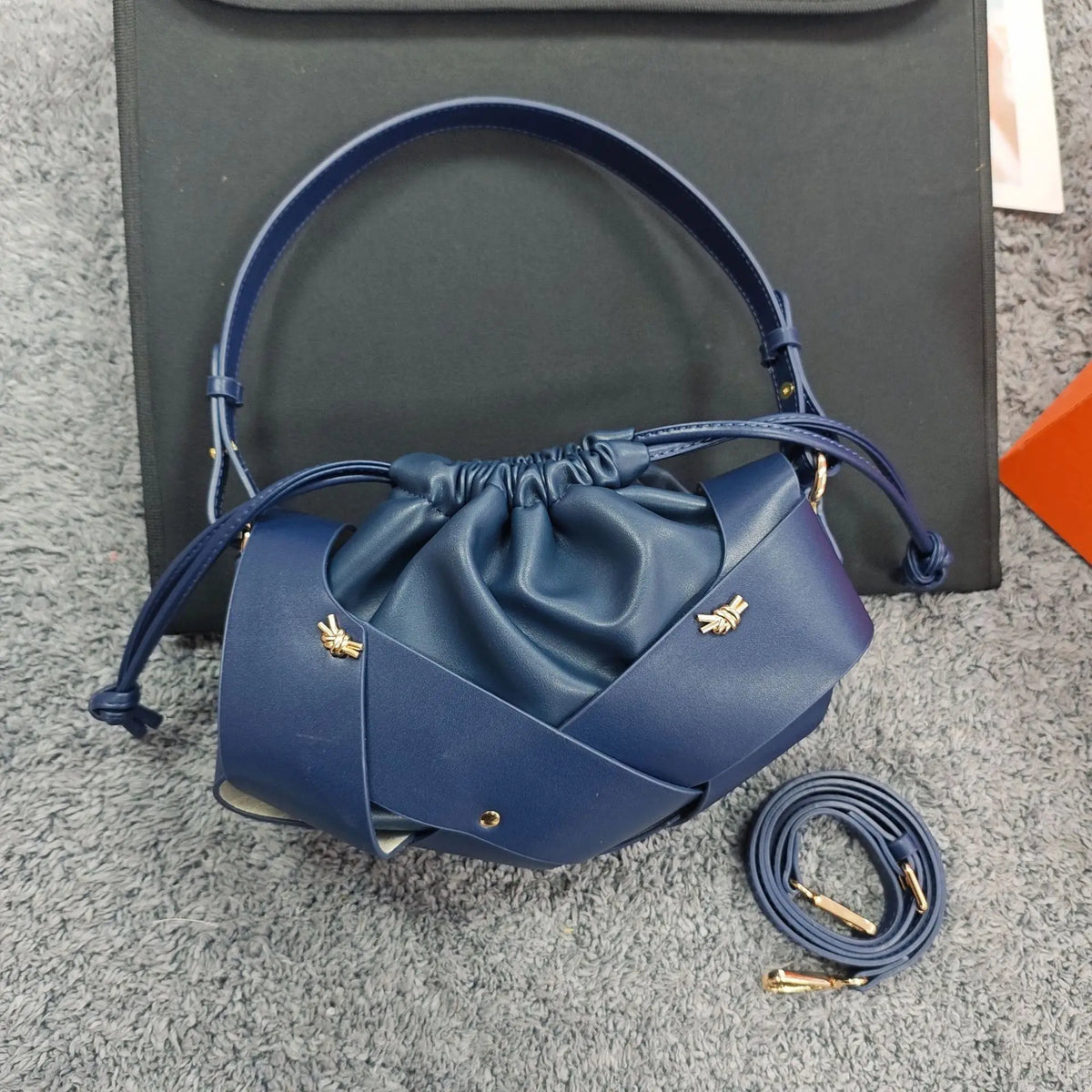 Woven Drawstring Shoulder Bag